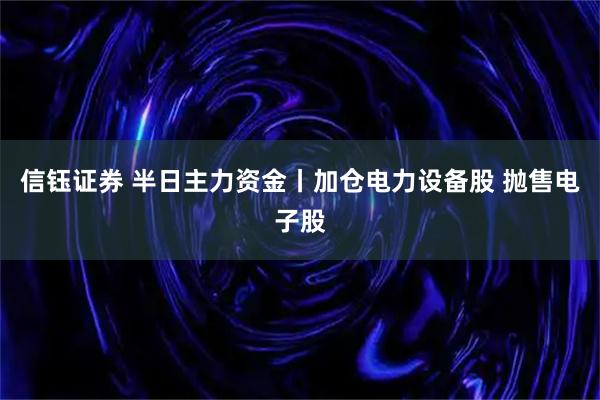 信钰证券 半日主力资金丨加仓电力设备股 抛售电子股